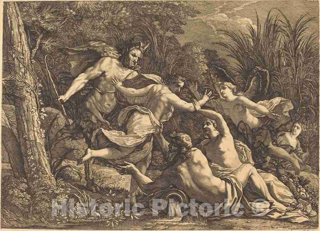 Art Print : Michel Dorigny, Pan and Syrinx - Vintage Wall Art