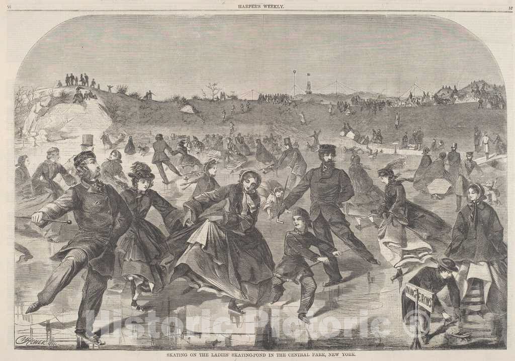 Art Print : Homer, Skating on The Ladies' Skating-Pond in The Central Park, New York, 1860 - Vintage Wall Art