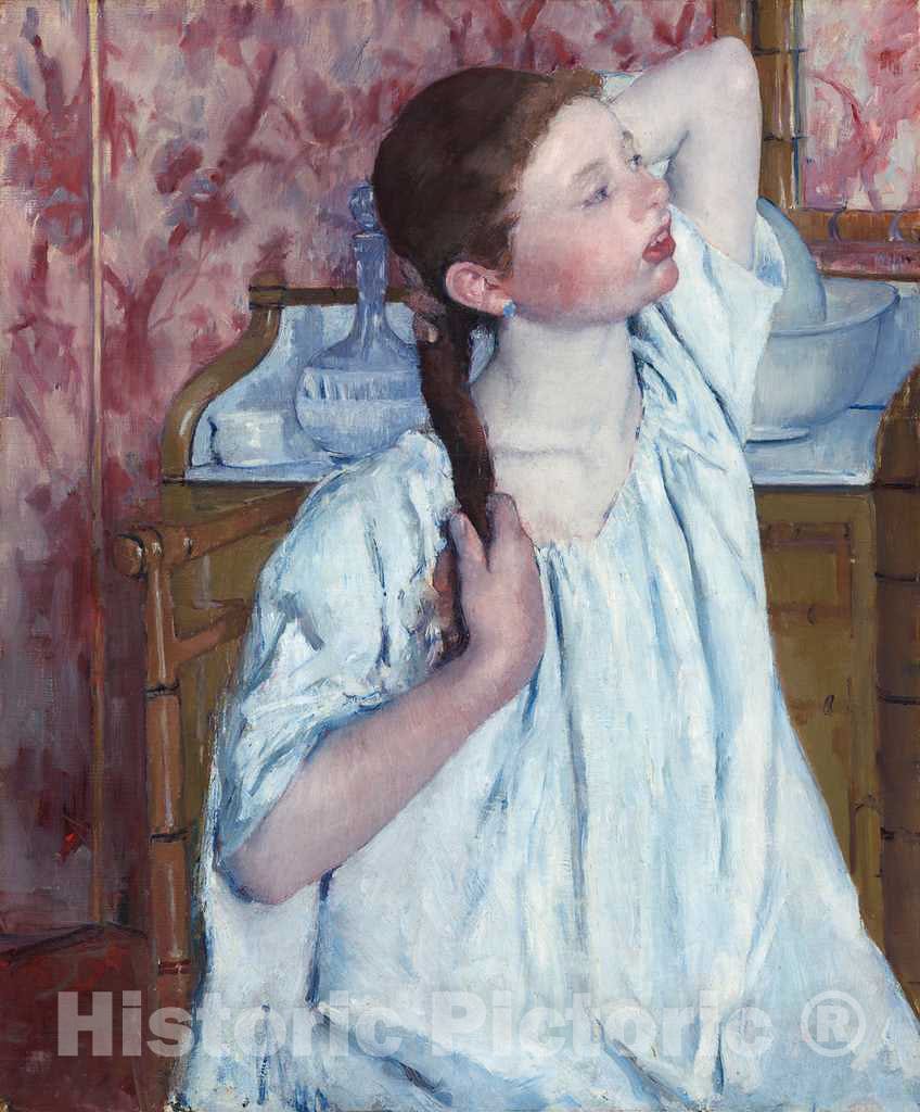 Art Print : Mary Cassatt, Girl Arranging Her Hair, 1886 - Vintage Wall Art