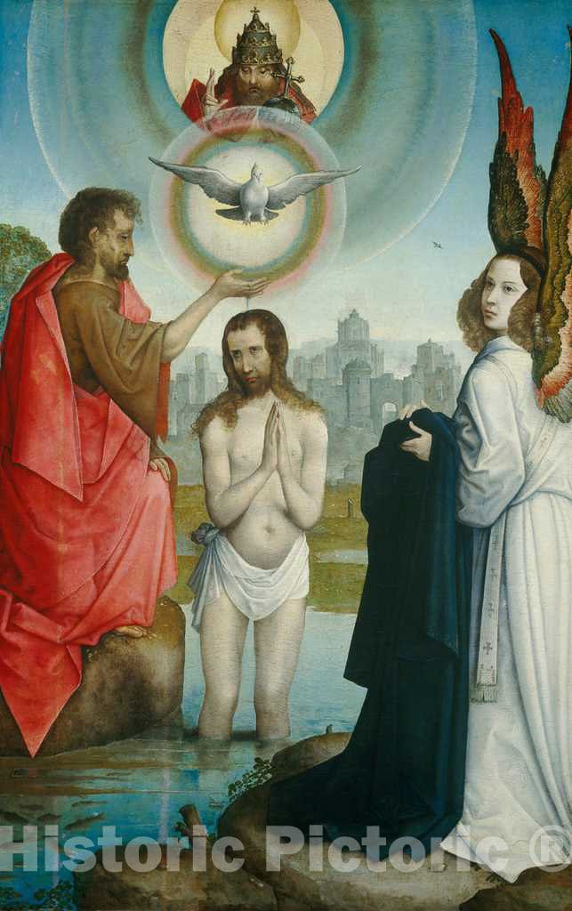 Art Print : Juan de Flandes, The Baptism of Christ, c.1514 - Vintage Wall Art