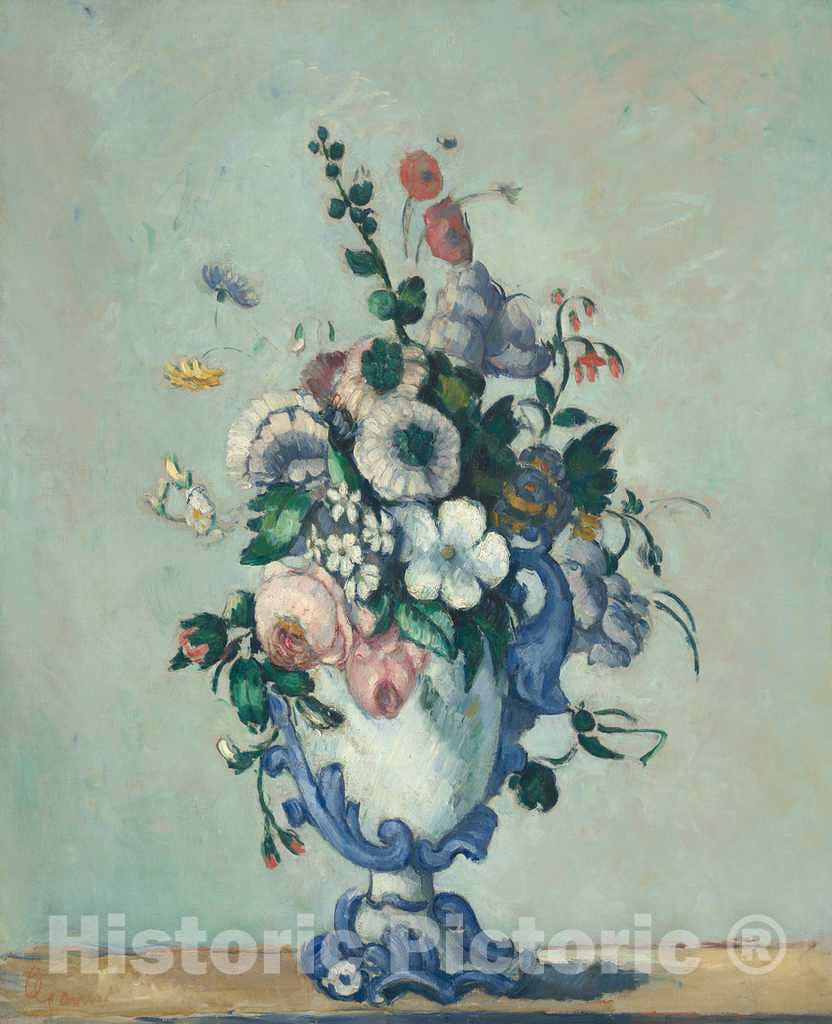 Art Print : Paul CÃ©zanne, Flowers in a Rococo Vase, c. 1876 - Vintage Wall Art