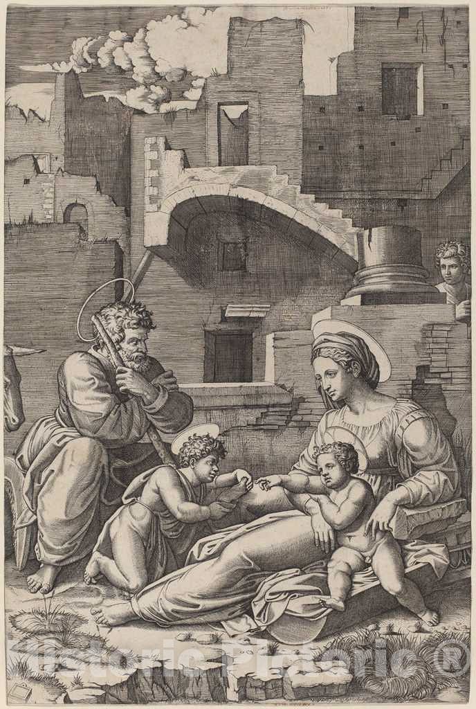 Art Print : Raimondi After Raphael, The Holy Family - Vintage Wall Art
