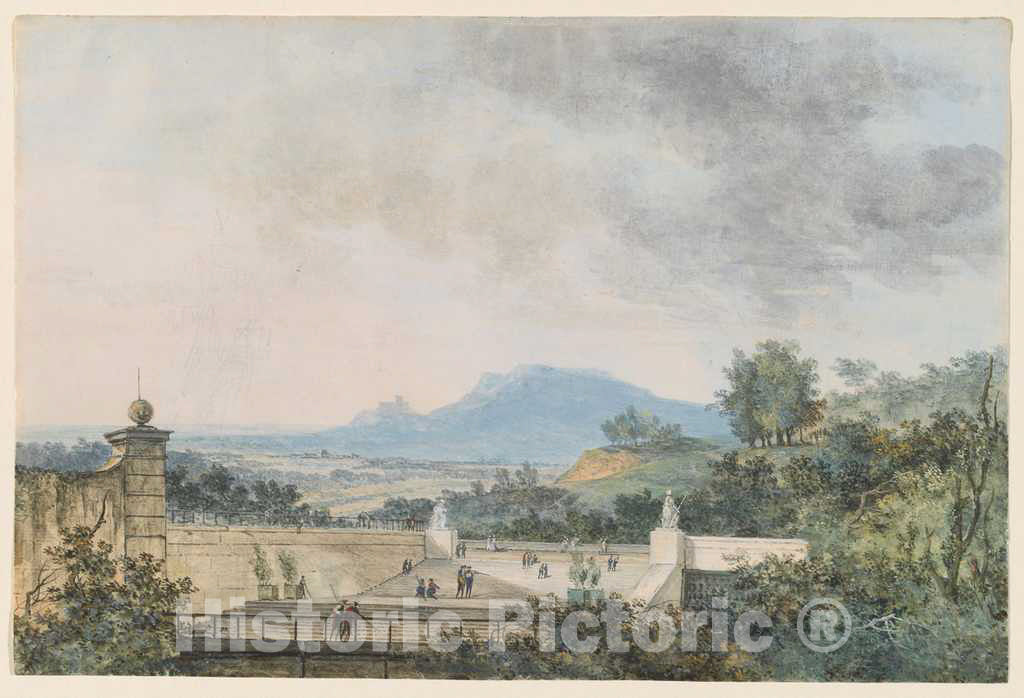 Art Print : Louis Gabriel Moreau, Panoramic View Across a Terraced Park, c.1785 - Vintage Wall Art