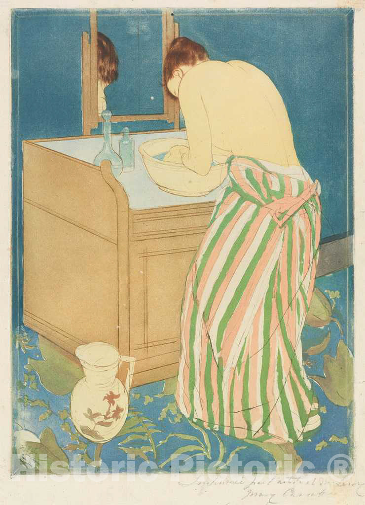 Art Print : Mary Cassatt, Woman Bathing, 1890-1891 - Vintage Wall Art