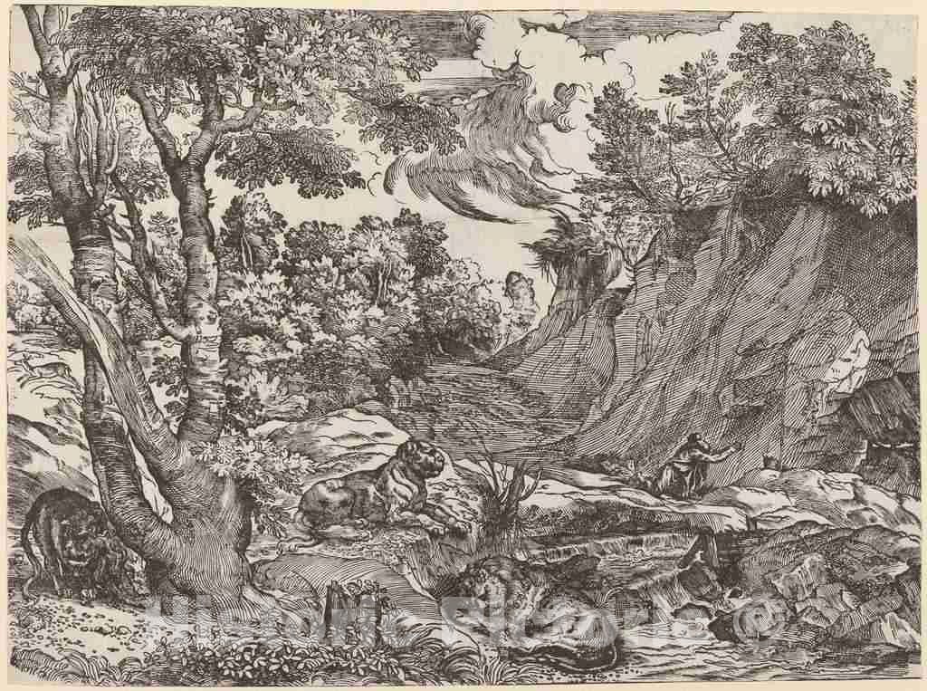 Art Print : NiccolÃ² Boldrini After Titian, Saint Jerome in The Wilderness, c.1533 - Vintage Wall Art