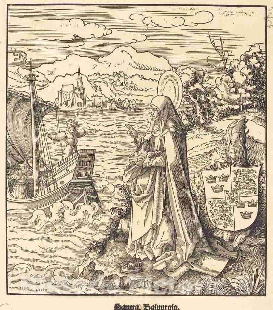 Art Print : Leonhard Beck, Saint Walpurgis, c.1517 - Vintage Wall Art
