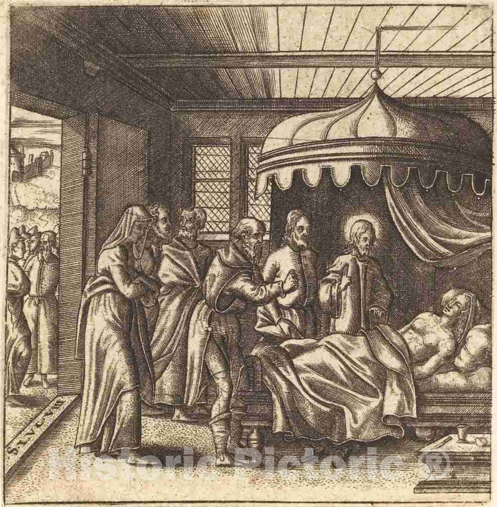 Art Print : LÃ©onard Gaultier, Christ Raises The Daughter of Jairus, c.1578 - Vintage Wall Art