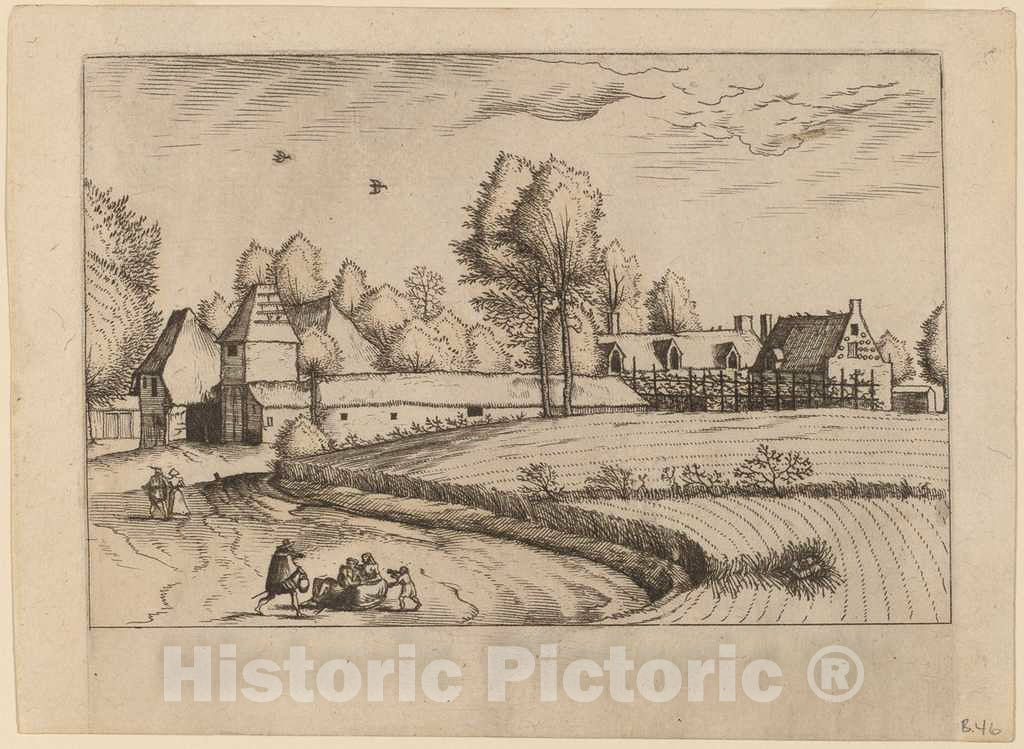 Art Print : Doetechum, Country Houses, c.1560 - Vintage Wall Art