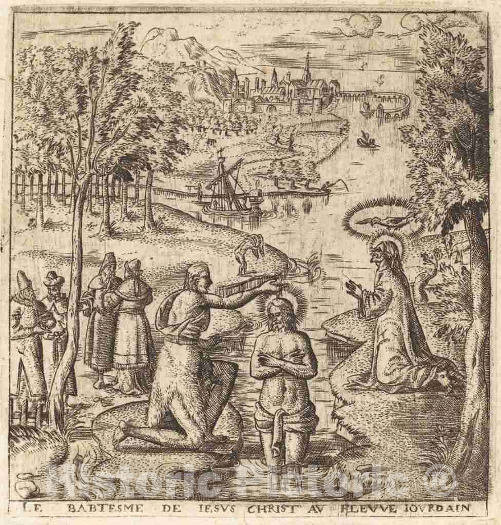 Art Print : LÃ©onard Gaultier, The Baptism of Christ, c.1578 - Vintage Wall Art