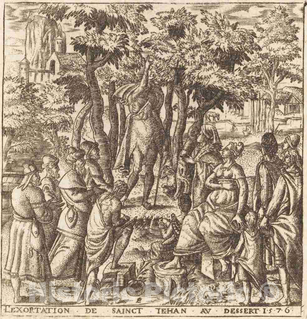 Art Print : LÃ©onard Gaultier, The Preaching of John The Baptist in The Wilderness, c.1578 - Vintage Wall Art