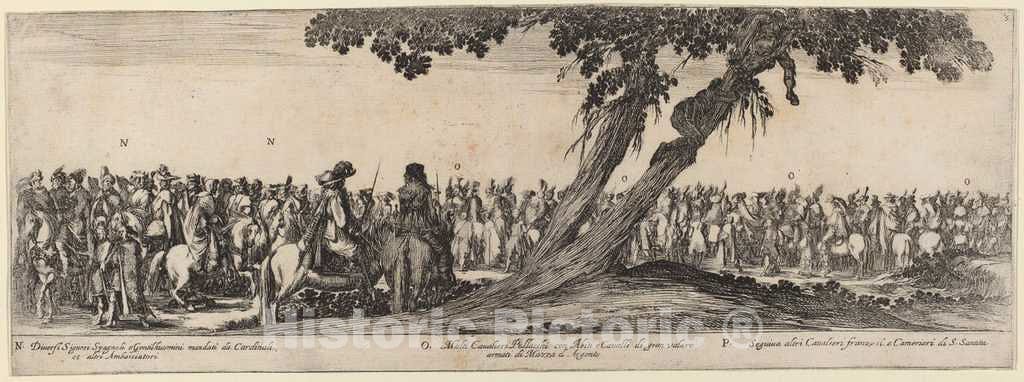 Art Print : Stefano Della Bella, Spanish Gentlemen, Polish and French Horsemen, 1633 - Vintage Wall Art