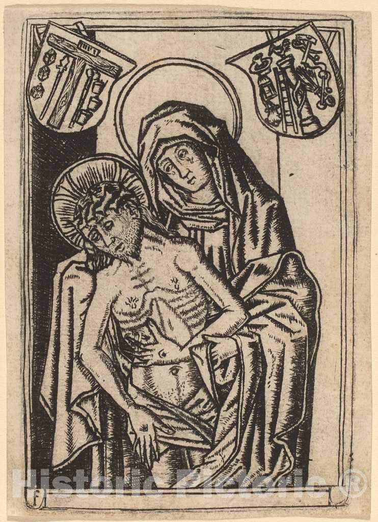 Art Print : The Virgin Supporting The Body of Christ - Vintage Wall Art