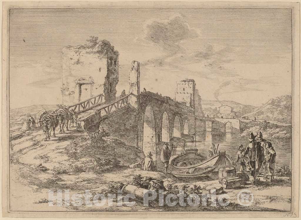 Art Print : Jan Both, The Ponte Molle - Vintage Wall Art