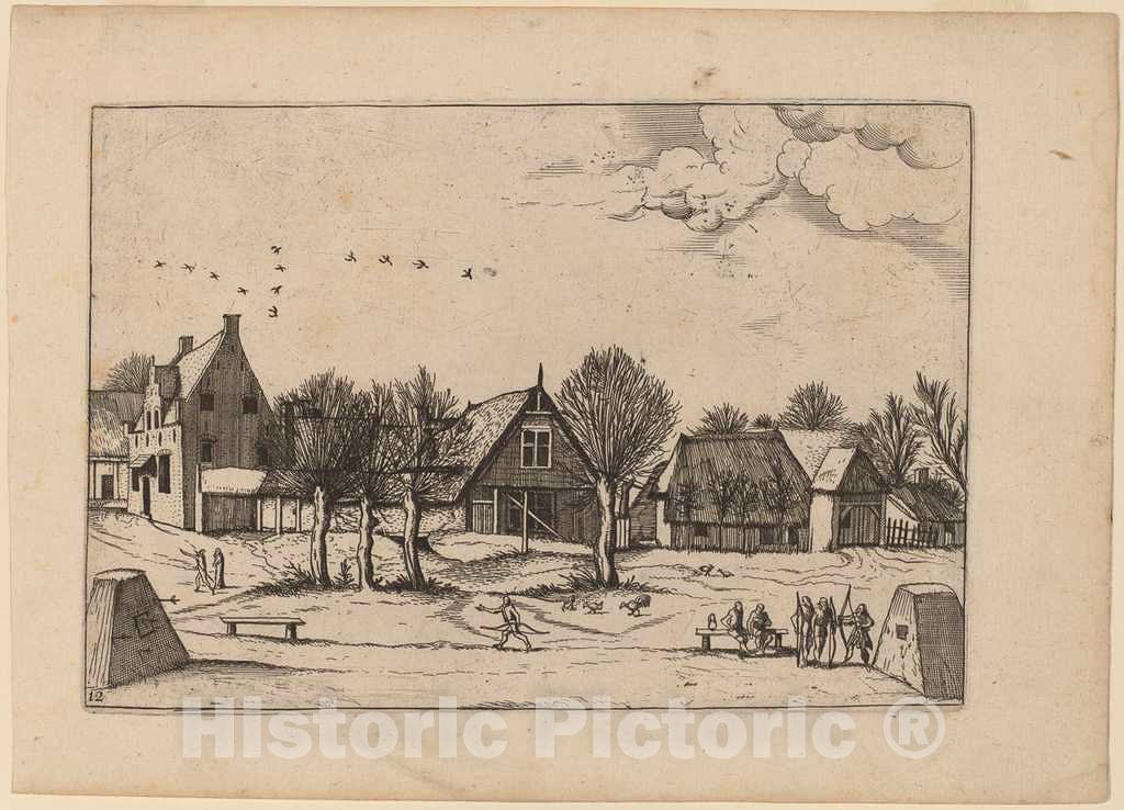 Art Print : Doetechum, Country Village, in or Before 1676 - Vintage Wall Art