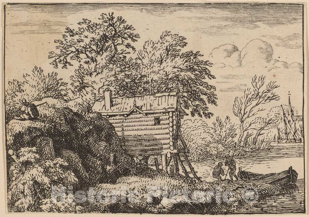 Art Print : Allart Van Everdingen, Fisherman's Hut, c.1651 - Vintage Wall Art