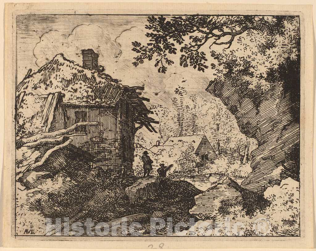 Art Print : Allart Van Everdingen, Straw Hut Seen from Behind, c.1651 - Vintage Wall Art