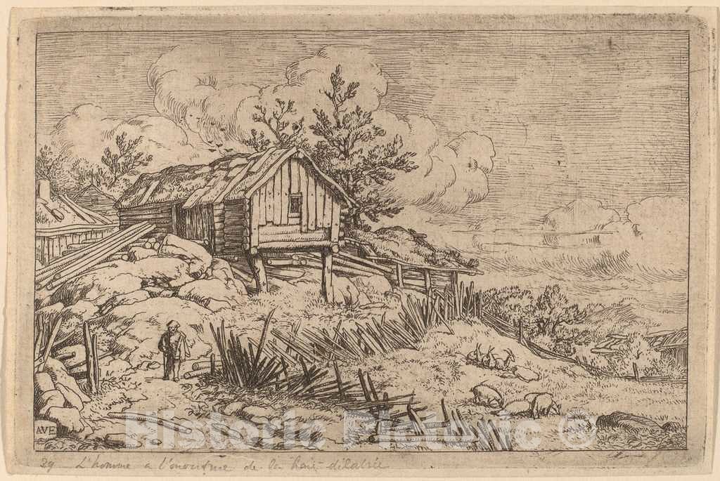 Art Print : Allart Van Everdingen, Man Near Entry of a Ruinous Hedge, c.1651 - Vintage Wall Art