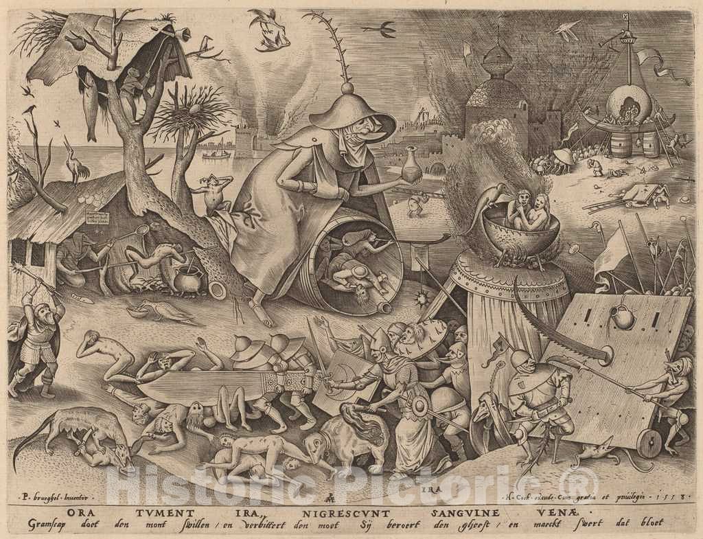 Art Print : Heyden After Bruegel, Anger, 1558 - Vintage Wall Art