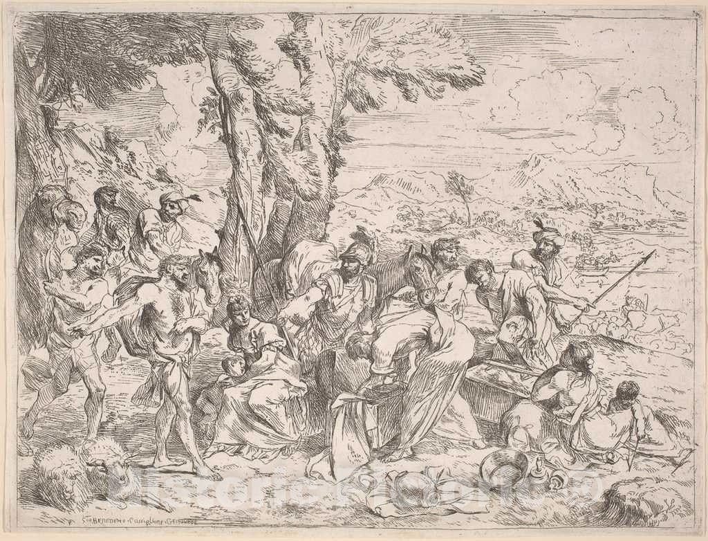 Art Print : Giovanni Benedetto Castiglione, Rachel Concealing Laban's Idols - Vintage Wall Art