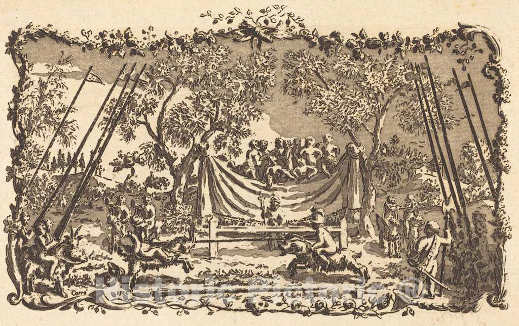 Art Print : Antoine Carree, The Tournament of Love, 1722 - Vintage Wall Art