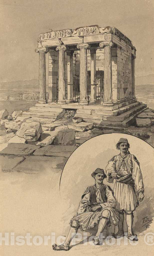 Art Print : Themistocles von Eckenbrecher, Nike Temple, 1890 - Vintage Wall Art