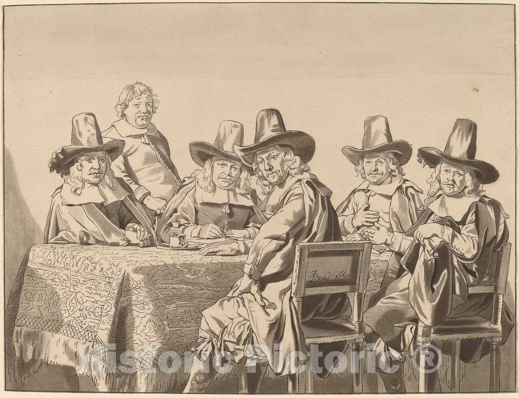 Art Print : Amstel and Schreuder After Jan de Bray, Directors of The Orphan Asylum of Haarlem, 1777 - Vintage Wall Art