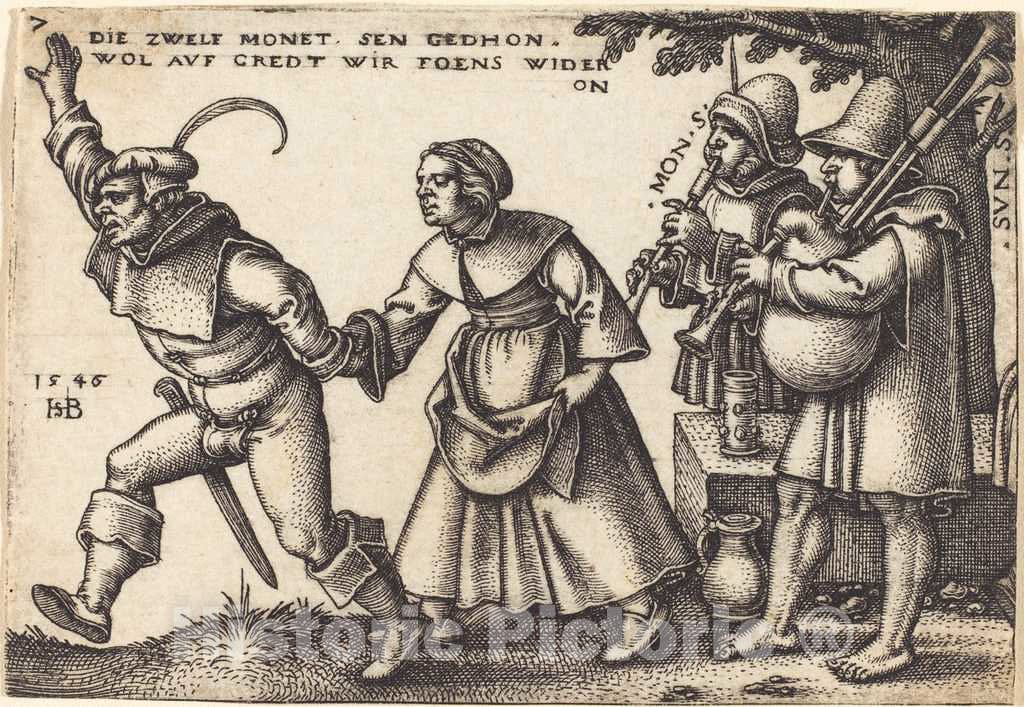 Art Print : Sebald Beham, The Year's End, 1546 - Vintage Wall Art