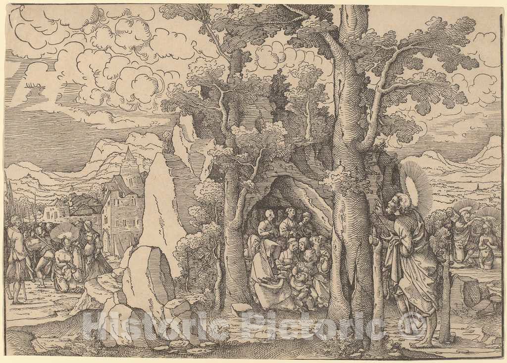 Art Print : Frans Crabbe Van Espleghem, Saint John The Baptist Preaching, Possibly c. 1530 - Vintage Wall Art