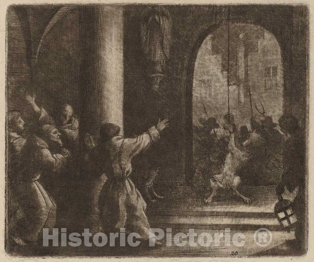 Art Print : Allart Van Everdingen, The Wolf and The Convent Bell, c.1651 - Vintage Wall Art