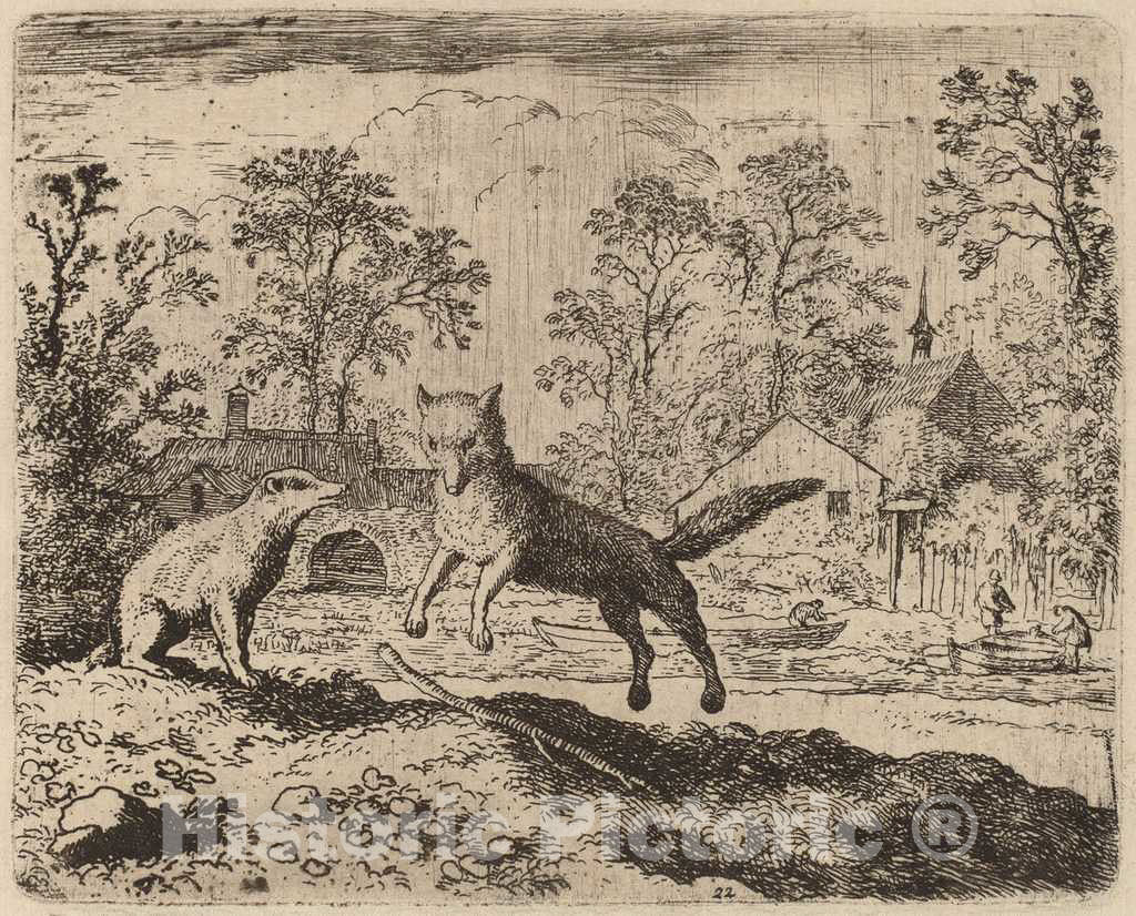 Art Print : Allart Van Everdingen, The Badger Imposes a Penance on Reynard, c.1651 - Vintage Wall Art