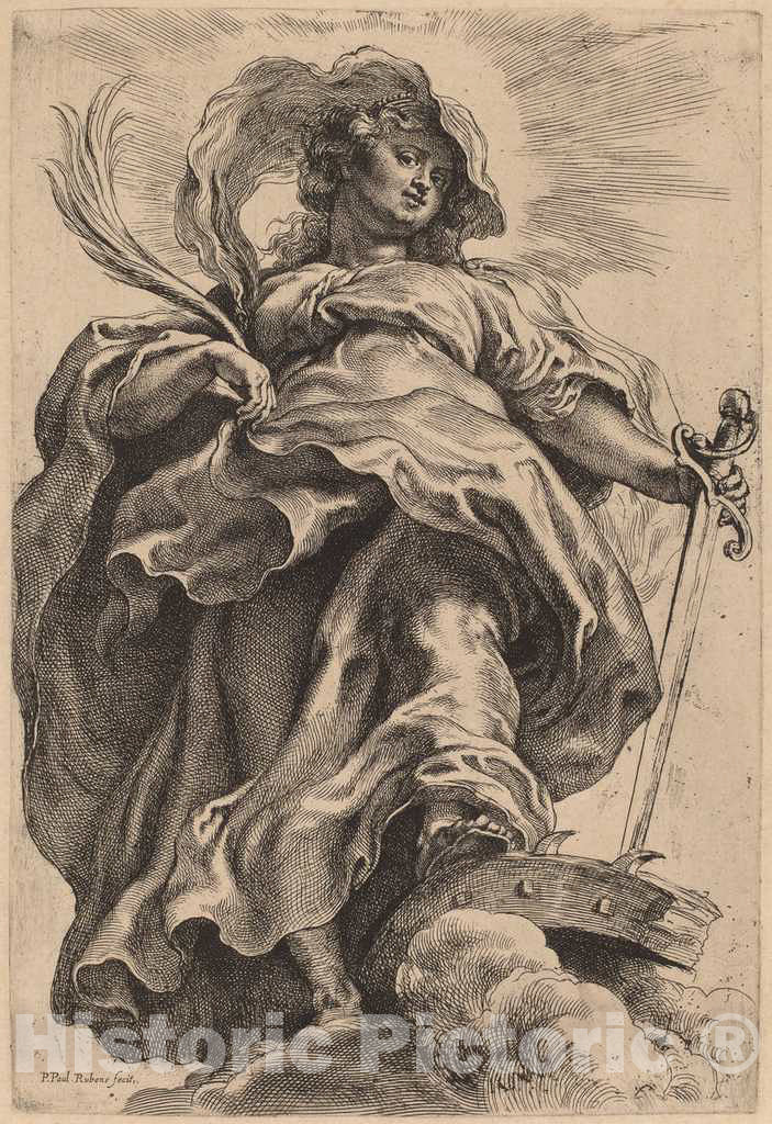 Art Print : Sir Peter Paul Rubens, Saint Catherine in The Clouds - Vintage Wall Art