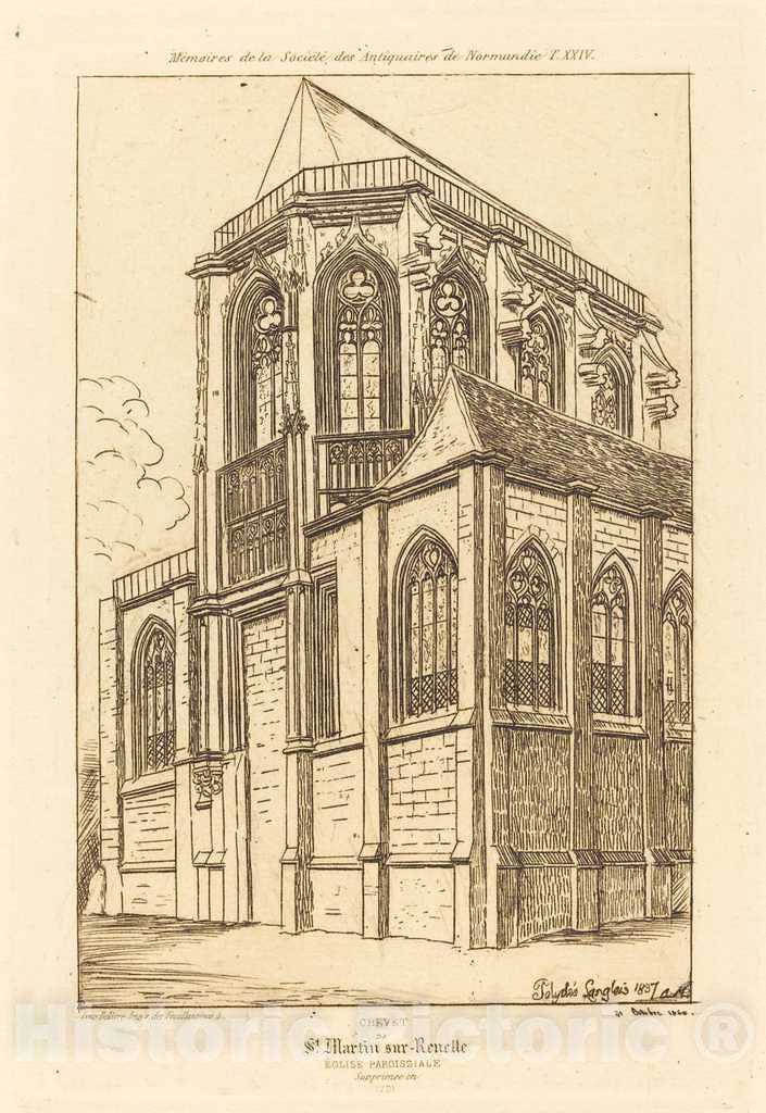 Art Print : Meryon After Polycles Langlois, Chevet de St. Martin-sur-Renelle (The Apsis of The Church of St. Martin-sur-Renelle), 1860 - Vintage Wall Art