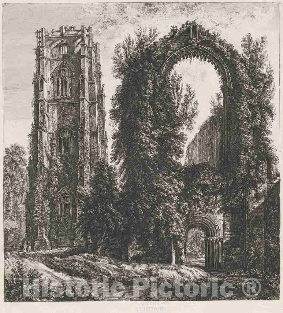 Art Print : George Cuitt The Younger, Fountains, 1822 - Vintage Wall Art
