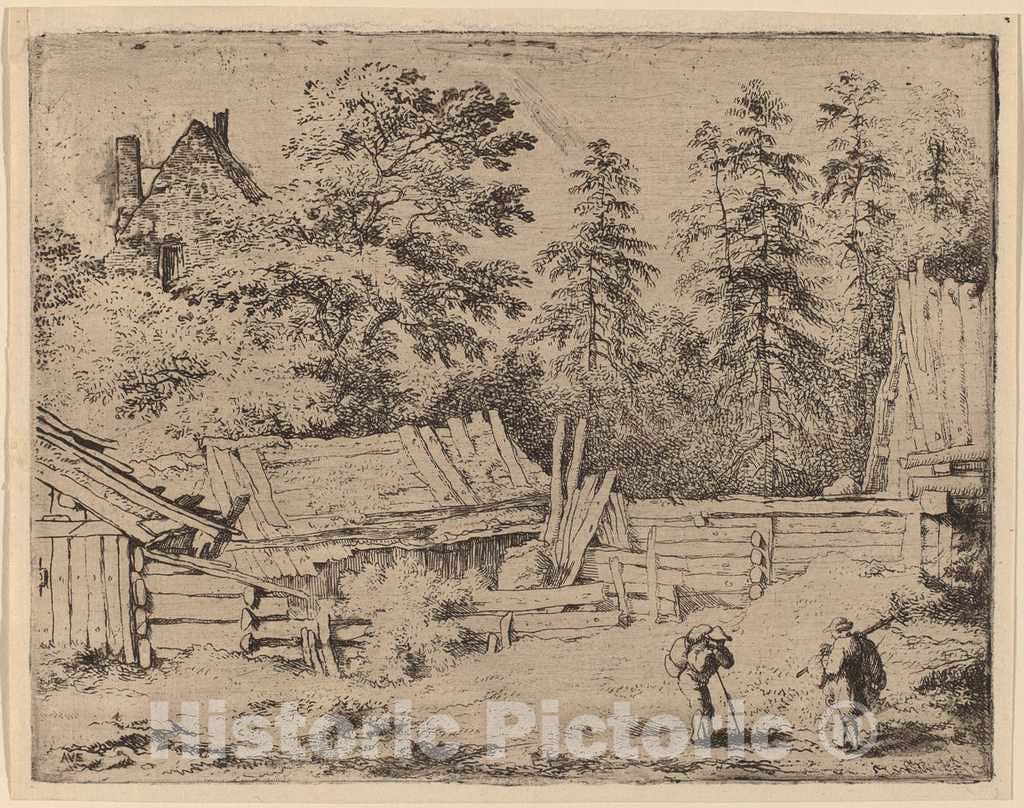 Art Print : Allart Van Everdingen, Three Cottages, c.1651 - Vintage Wall Art