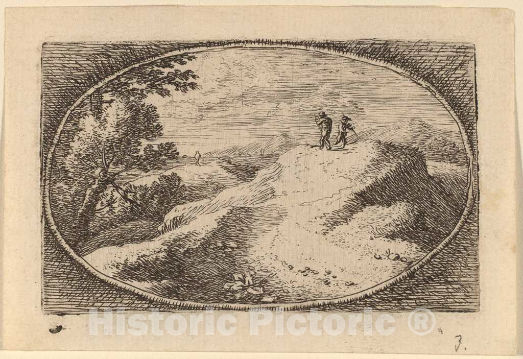 Art Print : Herman Van Swanevelt, Two Men on a Bare Hill - Vintage Wall Art