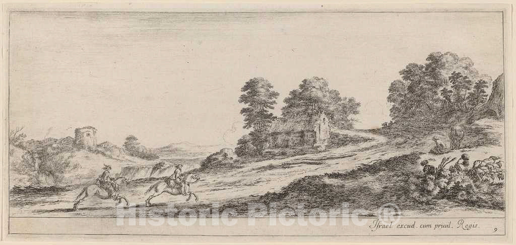 Art Print : Stefano Della Bella, Galloping Horsemen, in or Before 1647 - Vintage Wall Art