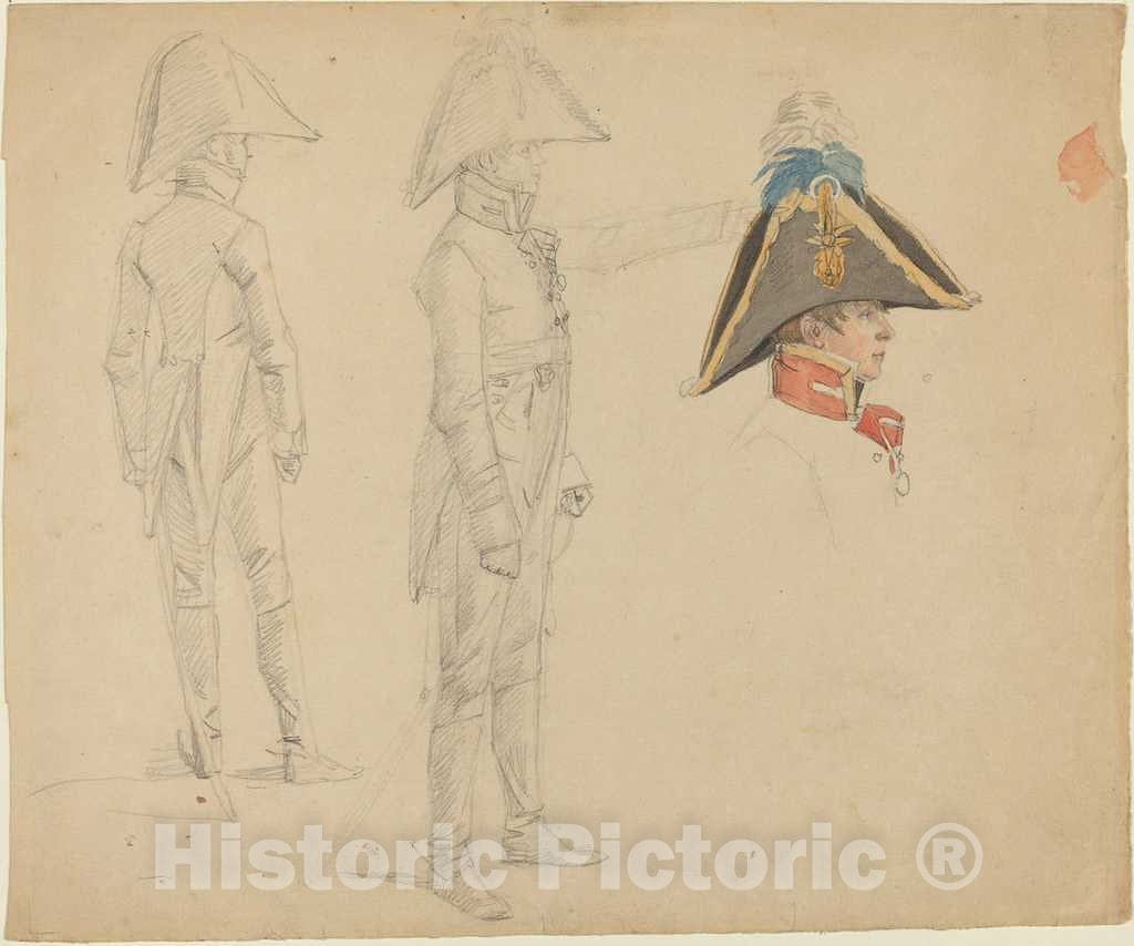 Art Print : Kobell, Studies of Major von Washington - Vintage Wall Art