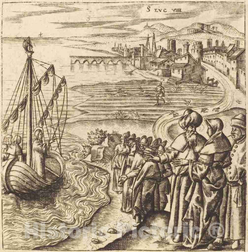 Art Print : LÃ©onard Gaultier, Christ on The Lake, c.1578 - Vintage Wall Art