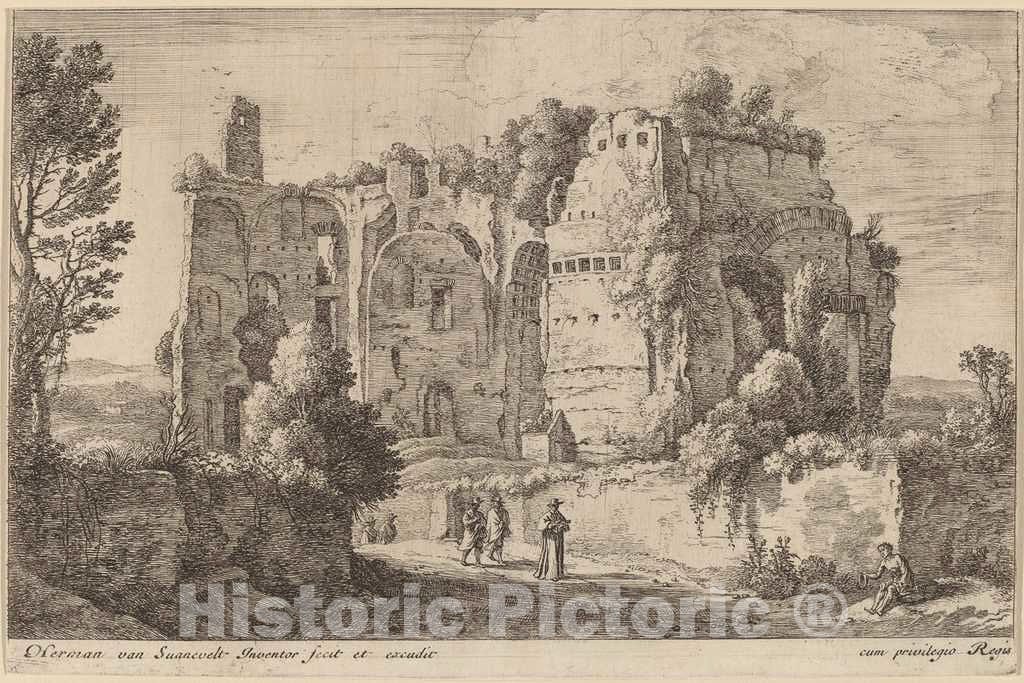 Art Print : Herman Van Swanevelt, Landscape with The Cardinal - Vintage Wall Art