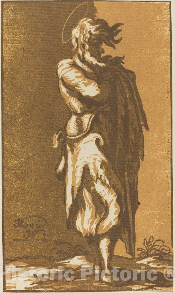 Art Print : Skippe After Parmigianino, Male Saint Standing with Folded Arms, Facing to The Right, 1781 - Vintage Wall Art