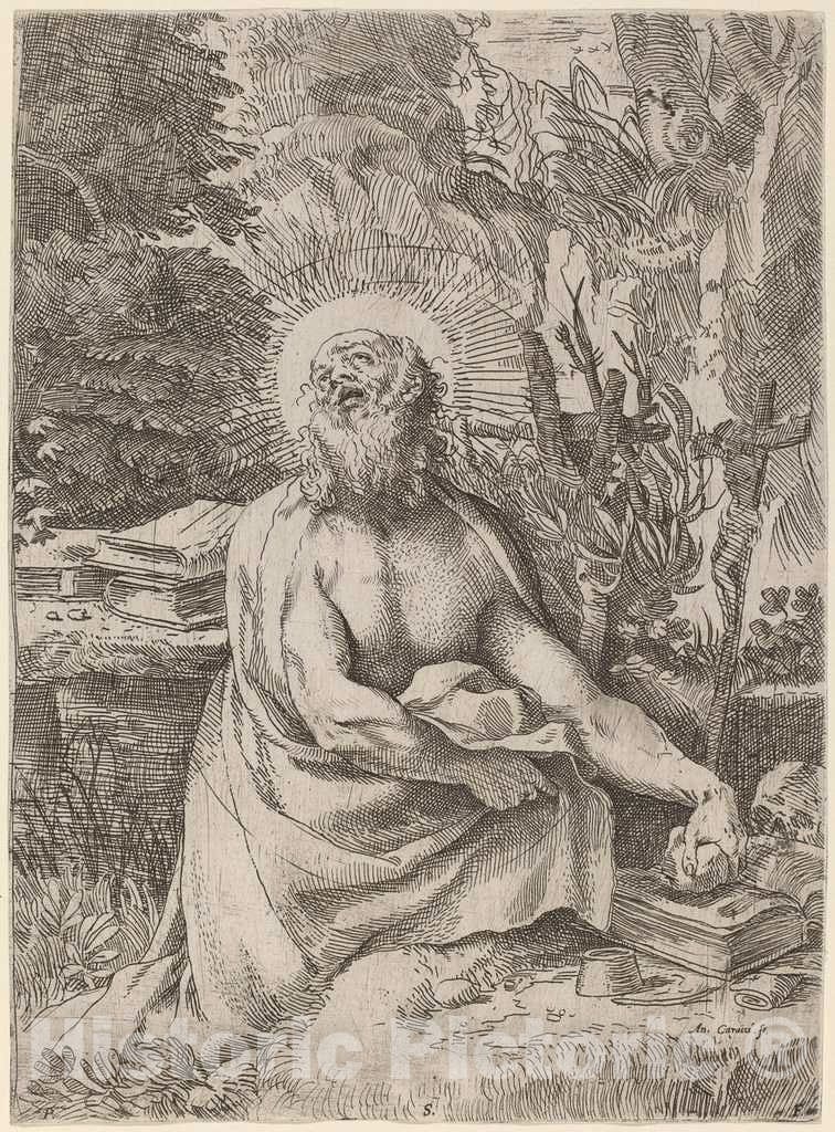 Art Print : Annibale Carracci, Saint Jerome in The Wilderness, c. 1591 - Vintage Wall Art