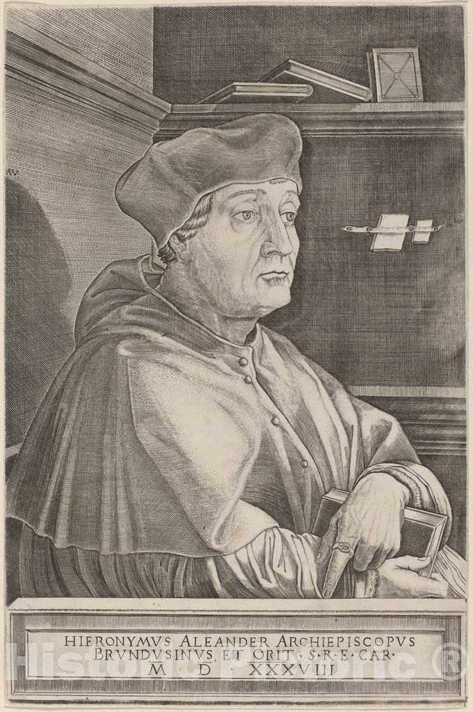 Art Print : Agostino dei Musi, Hieronymus Alexander, Archbishop of Brindisi, 1536 - Vintage Wall Art
