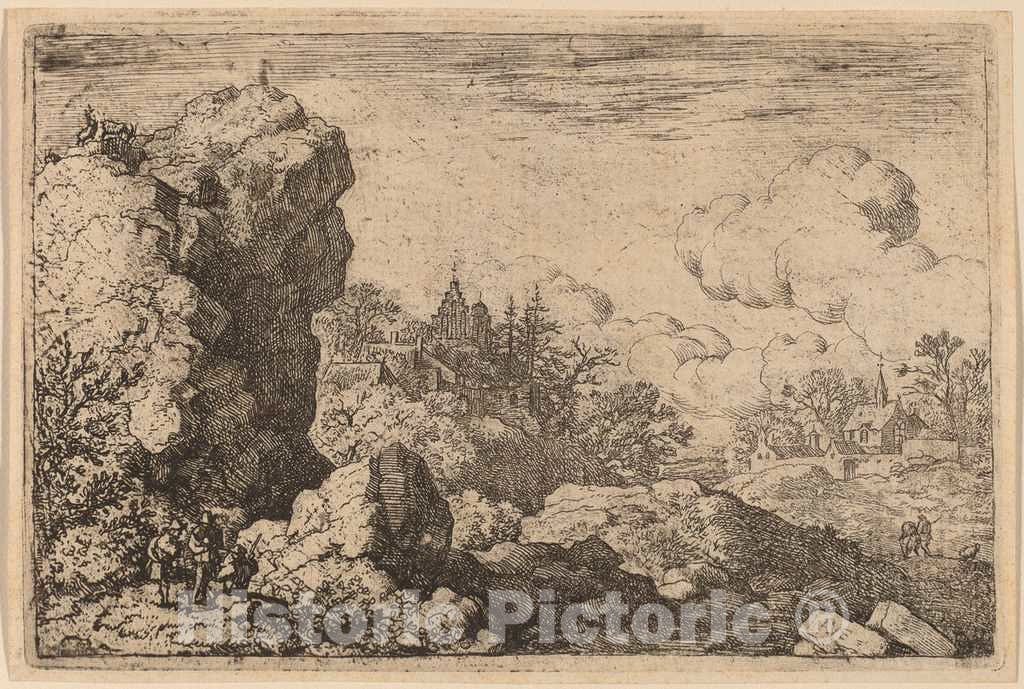 Art Print : Allart Van Everdingen, Three Travelers at The Foot of a High Rock, c.1651 - Vintage Wall Art