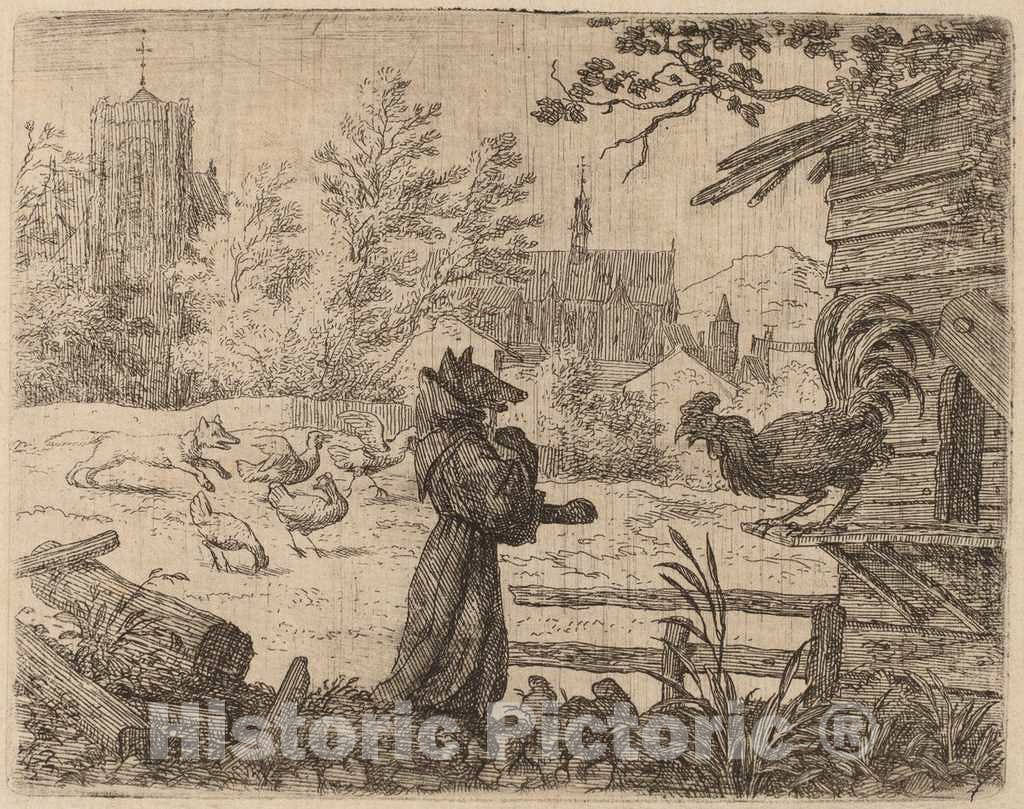 Art Print : Allart Van Everdingen, Reynard Disguised as a Monk, c.1651 - Vintage Wall Art