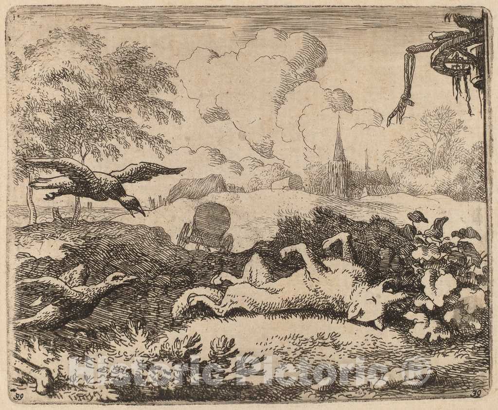 Art Print : Allart Van Everdingen, Reynard and The Crows, c.1651 - Vintage Wall Art