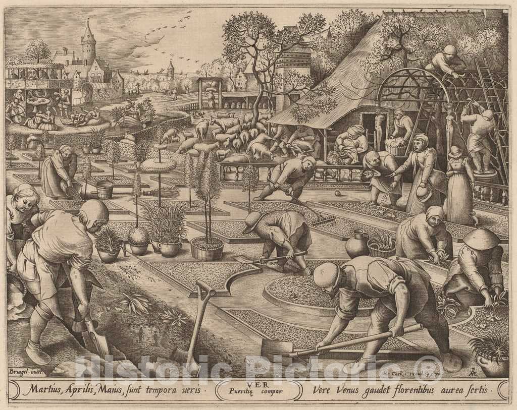 Art Print : Heyden After Bruegel, Spring, 1570 - Vintage Wall Art