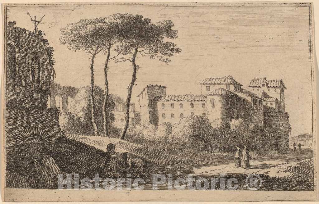Art Print : Herman Van Swanevelt, View of The Church Quattro Santi Coronati - Vintage Wall Art