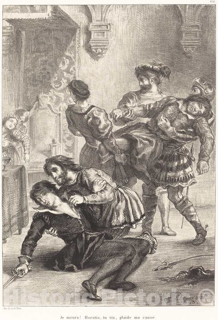 Art Print : EugÃ¨ne Delacroix, The Death of Hamlet (Act V, Scene II), 1843 - Vintage Wall Art