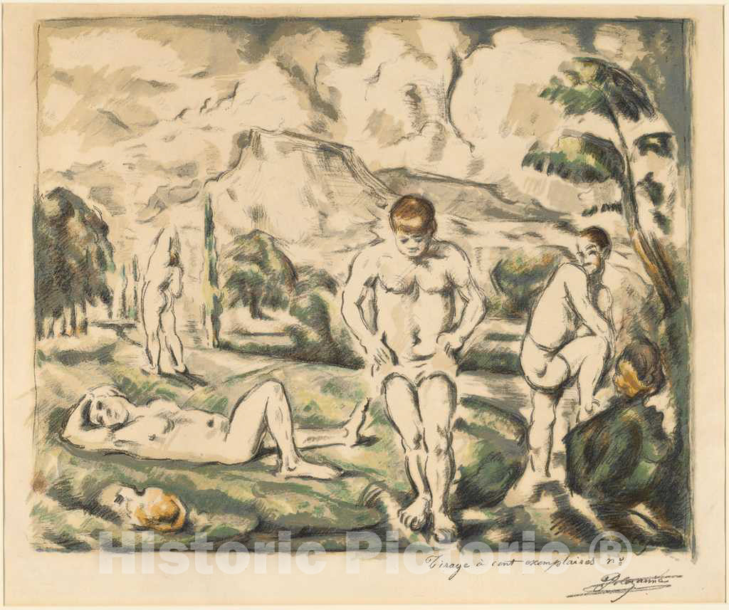 Art Print : Paul CÃ©zanne, The Bathers (Large Plate) - Vintage Wall Art