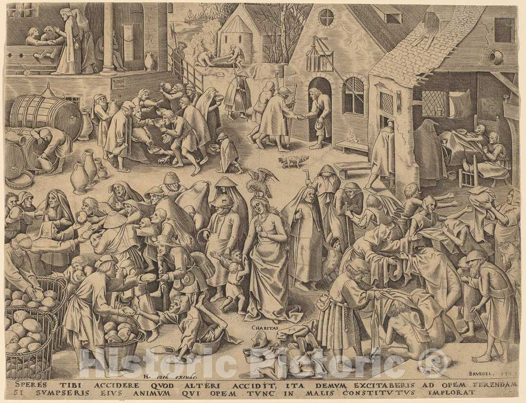 Art Print : Galle After Bruegel The Elder, Charity [Recto], 1559 - Vintage Wall Art